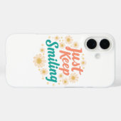 "Just Keep Smiling" with Cheerful Daisies Case-Mate iPhone Hülle (Rückseite (Horizontal))