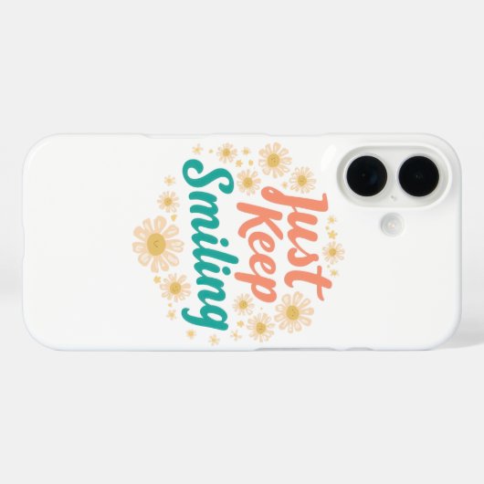"Just Keep Smiling" with Cheerful Daisies Case-Mate iPhone Hülle (Rückseite (Horizontal))