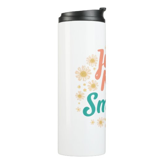 "Just Keep Smiling" with Cheerful Daisies Thermosbecher (Nach links gedreht)