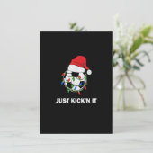 Just Kick'n It Christmas Soccer Ball Lights Einladung (Stehend Vorderseite)