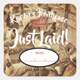 JUST LAID EG ETIKETT QUADRATISCHER AUFKLEBER