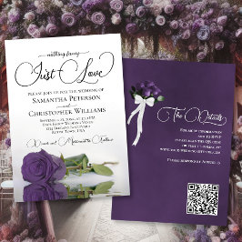 Just Liebe Amethyst Lila Rose QR Code Hochzeit Einladung