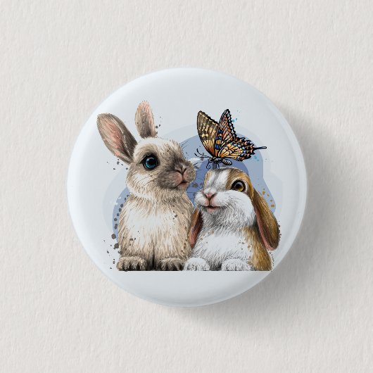 Just Liebe Bunnies Button (Vorderseite)