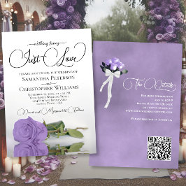 Just Liebe Elegante Lavender Rose QR Code Hochzeit Einladung