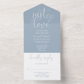 Just Liebe Elegante Script Dusty Blue Wedding All In One Einladung (Innen Boden)