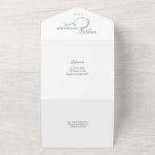 Just Liebe Elegante Script Emerald Green Wedding All In One Einladung (Außenbereich)