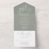 Just Liebe Elegante Script Sage Green Wedding All In One Einladung (Innen Boden)