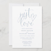 Just Liebe Elegantes Script Foto Dusty Blue Weddin Einladung (Vorderseite)