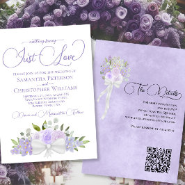 Just Liebe Lavender Boho Floral QR Code Hochzeit Einladung