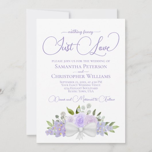 Just Liebe Lavender Boho Floral QR Code Hochzeit Einladung (Vorderseite)