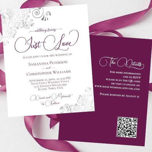 Just Liebe Magenta QR Code HAUSHALT Hochzeit Einla