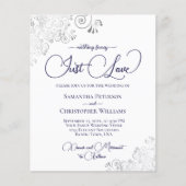 Just Liebe Navy Blue QR Code BUDGET Hochzeit Einla (Vorderseite)