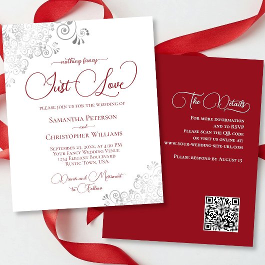 Just Liebe Red Silver QR Code HAUSHALT Hochzeit ei