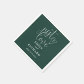 Just Liebe Script Elegant Emerald Green Wedding Serviette (Ecke)