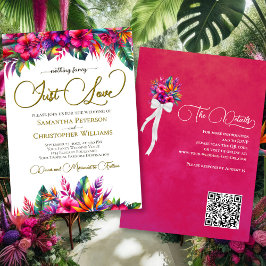 Just Liebe Tropical Garden Floral QR Code Hochzeit Einladung