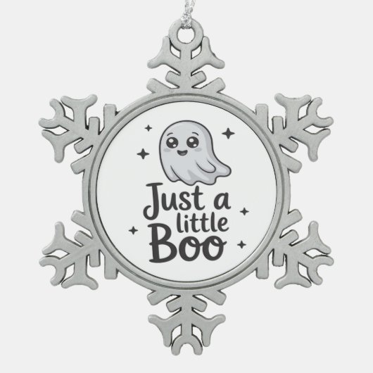 Just Little Boo Funny Design Schneeflocken Zinn-Ornament (Vorderseite)