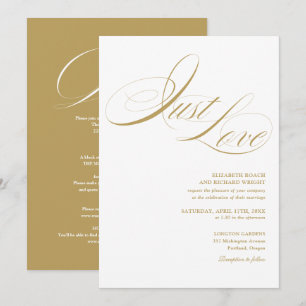 Just Love Chic Gold Schriftzug Alles in Einem Hoch Einladung
