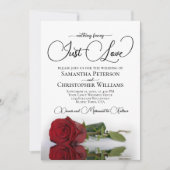 Just Love Elegant Red Rose Wedding Photo Back Einladung (Vorderseite)