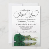 Just Love Emerald Green Rose Photo on Back Wedding Einladung (Vorderseite)