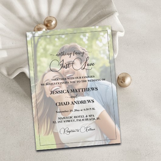 Just Love Text Overlay Photo Wedding Einladung