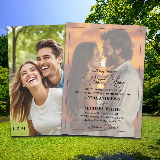 Just Love Text Overlay Photo Wedding  Einladung