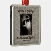 Just Married 1. Weihnachts Taupe Hochzeit Silbernes Ornament (Rechts)
