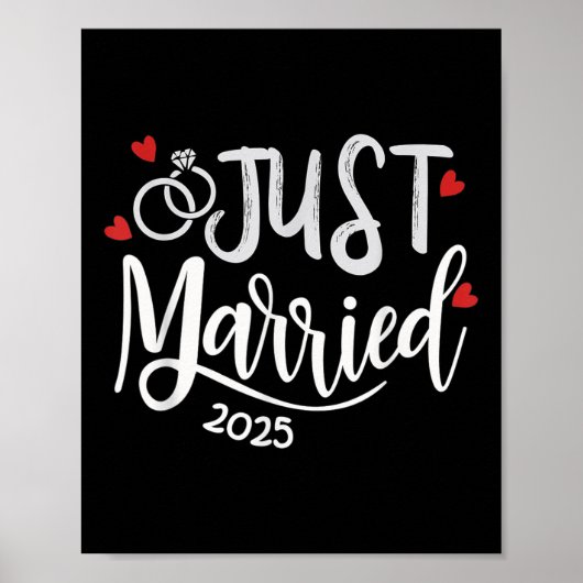 Just Married 2025 - Bride & Groom Wedding Ring Poster (Vorne)