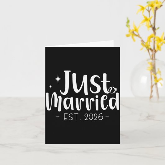 Just Married 2026 Honeymoon Wedding Couples Fiance Karte (Gelbe Blume)