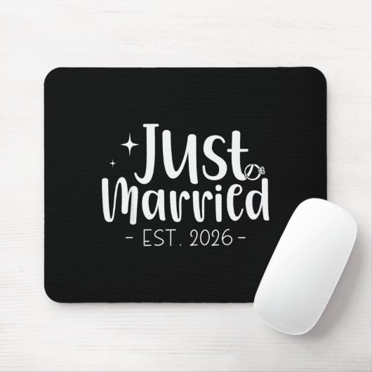 Just Married 2026 Honeymoon Wedding Couples Fiance Mousepad (Mit Mouse)