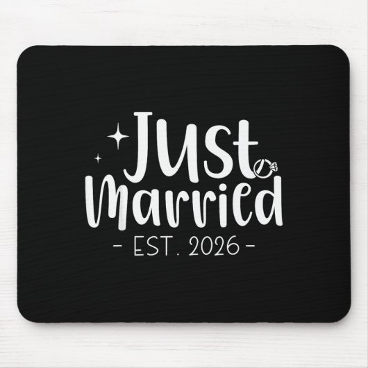 Just Married 2026 Honeymoon Wedding Couples Fiance Mousepad (Vorne)