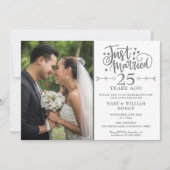 Just Married 25-jähriges Hochzeitsfest Foto Einladung (Vorderseite)