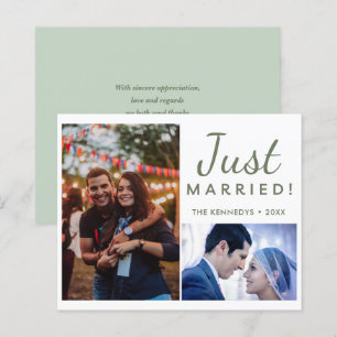 Just Married 2 Foto Grüne Hochzeit Ankündigung