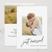 Just Married 2-Foto Hochzeit Elopement Ankündigung (Vorne/Hinten)
