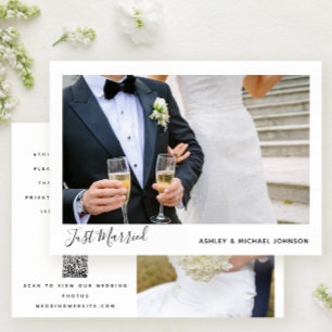 Just Married 2 Foto QR Code Elopement Hochzeit Ankündigung