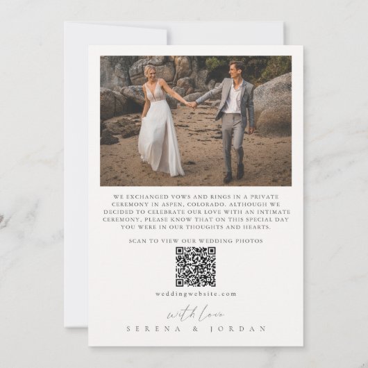 Just Married 2 Foto QR Code Hochzeit Ankündigung (Rückseite)