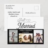 Just Married 3 Foto Elopement Ankündigung Postkarte (Vorne/Hinten)