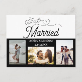 Just Married 3 Foto Elopement Ankündigung Postkarte