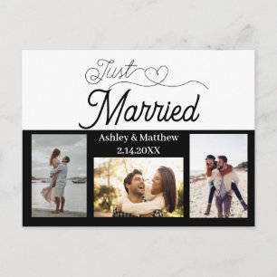 Just Married 3 Foto Elopement Ankündigung Postkarte