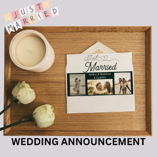 Just Married 3 Foto Hochzeit Ankündigung