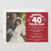 Just Married 40. Wedding Anniversary Foto Einladung (Vorderseite)