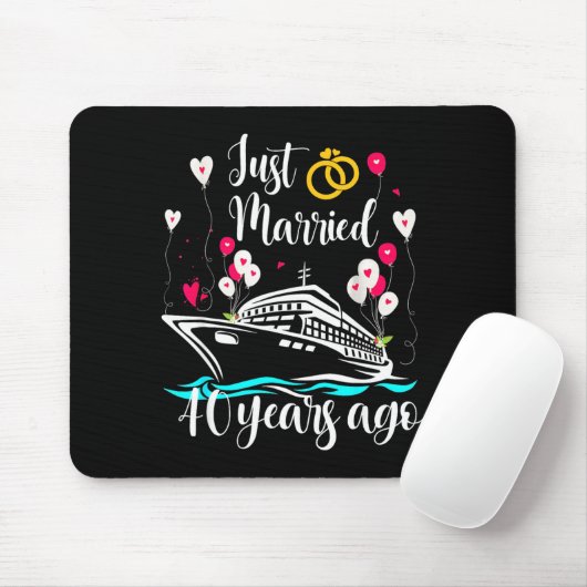Just Married 40 Years Ago 40th Anniversary Cruise  Mousepad (Mit Mouse)