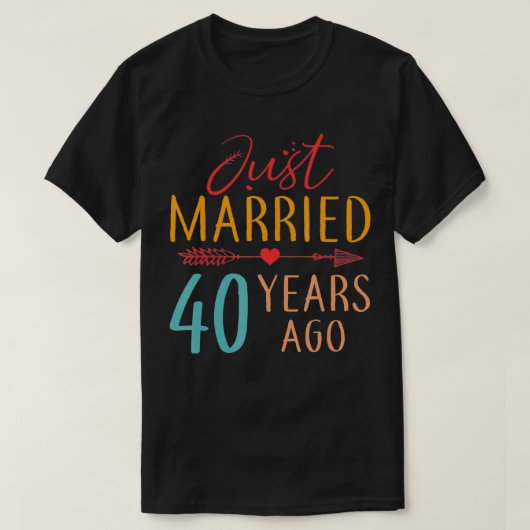 Just Married 40 Years Ago Retro Couple 40th Annive T-Shirt (Design vorne)