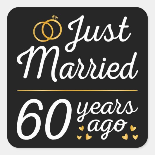 Just Married 60 Years Ago II Quadratischer Aufkleber (Vorderseite)