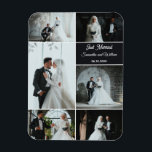 Just Married 6 Foto Wedding Collage Magnet<br><div class="desc">Feiern Sie Ihre Hochzeitsstimmung mit diesem personalisierten Foto-Collage-Magneten. Dieses elegante Design mit sechs Platzhaltern und bearbeitbarem Text für Namen, Datum und die Phrase Just Married macht einen sinnvollen Sake oder Gastgeschenk Hochzeit. Pünktlich in Minuten - Ersetzen Sie sich durch 6 Ihrer Lieblings-Fotos - Braut und Bräutigam hinzufügen - Hochzeitsdatum aktualisieren...</div>