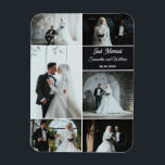 Just Married 6 Foto Wedding Collage Magnet<br><div class="desc">Feiern Sie Ihre Hochzeitsstimmung mit diesem personalisierten Foto-Collage-Magneten. Dieses elegante Design mit sechs Platzhaltern und bearbeitbarem Text für Namen, Datum und die Phrase Just Married macht einen sinnvollen Sake oder Gastgeschenk Hochzeit. Pünktlich in Minuten - Ersetzen Sie sich durch 6 Ihrer Lieblings-Fotos - Braut und Bräutigam hinzufügen - Hochzeitsdatum aktualisieren...</div>