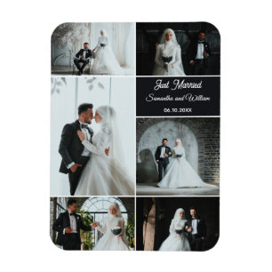 Just Married 6 Foto Wedding Collage Magnet