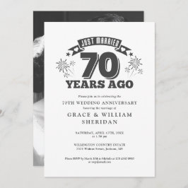 Just Married 70. Hochzeitstag Foto Einladung