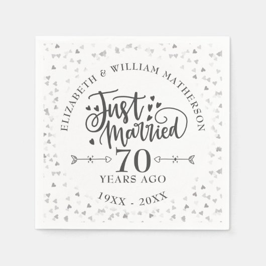 Just Married 70. Wedding Jubiläum Serviette (Vorderseite)