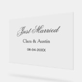 Just Married add couple name date year wedding sim Acrylschild (Winkel)