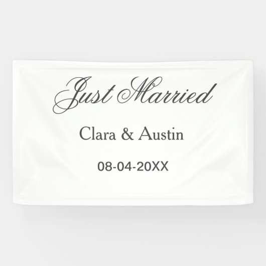 Just Married add couple name date year wedding sim Banner (Horizontal)